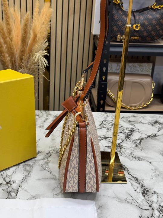 MK-Inspired Charm Shoulder Bag With Box And Dust Bag (Beige)