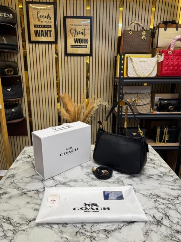 C-Inspired Penelope Shoulder Bag in Signature Canvas With Magnetic Box And Dust Bag (Black)