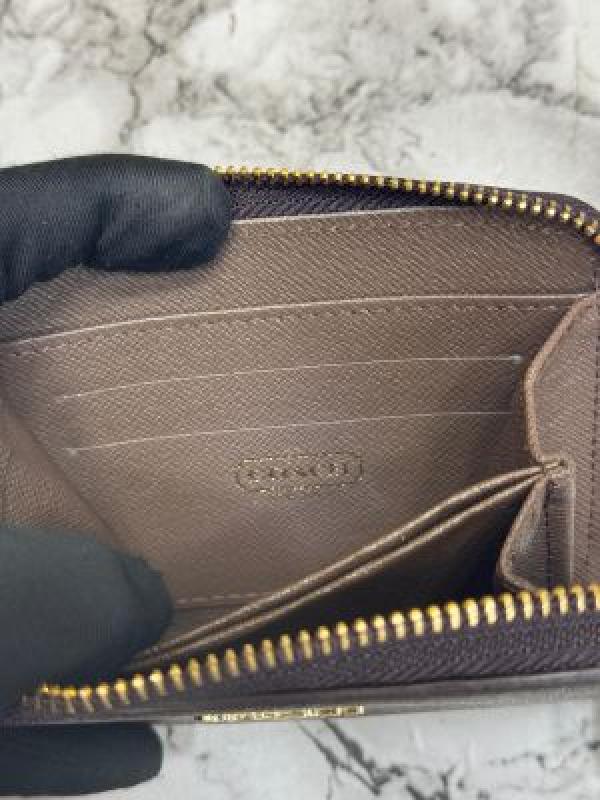 C-Inspired Signature Monogram Zip-around Compact Wallet (Coffee)