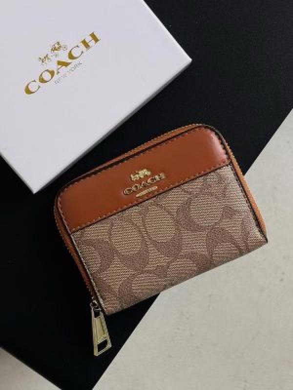 C-inspired Signature Monogram Zip-around Mini Wallet With Box (Tan)