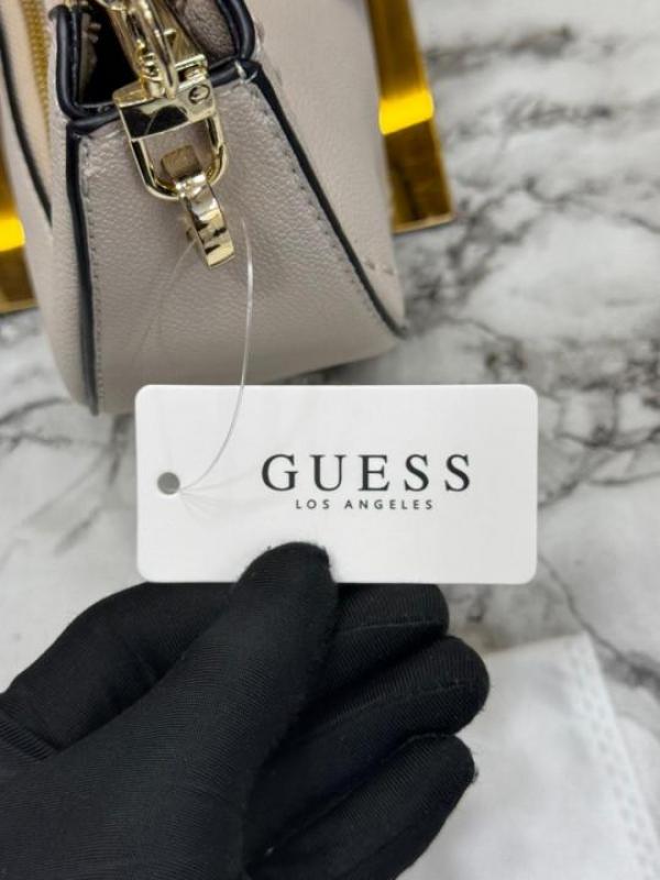 Guess-Inspired Nastra Top Zip Shoulder Bag With Box And Dust Bag (White)