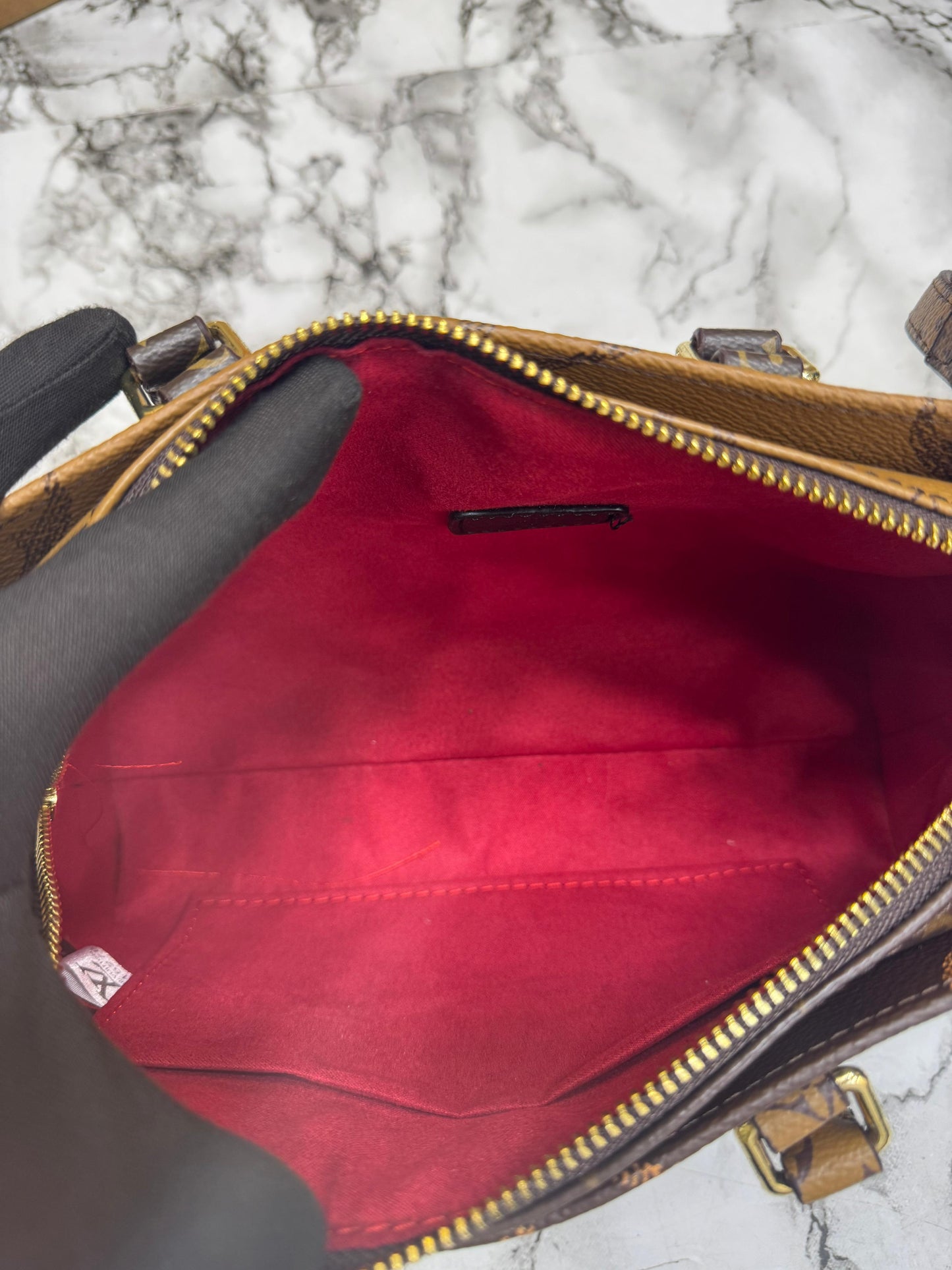 LV-Inspired On The Go East West Bi-Color Monogram Handbag With Double Box Packaging (Brown)