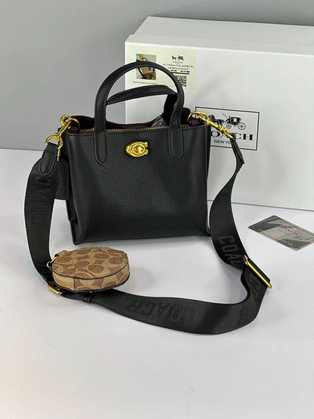 C-Inspired Willow Mini Tote Bag With Coin Pouch Including Box And Dust Bag (Black)