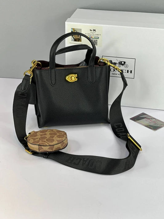 C-Inspired Willow Mini Tote Bag With Coin Pouch Including Box And Dust Bag (Black)