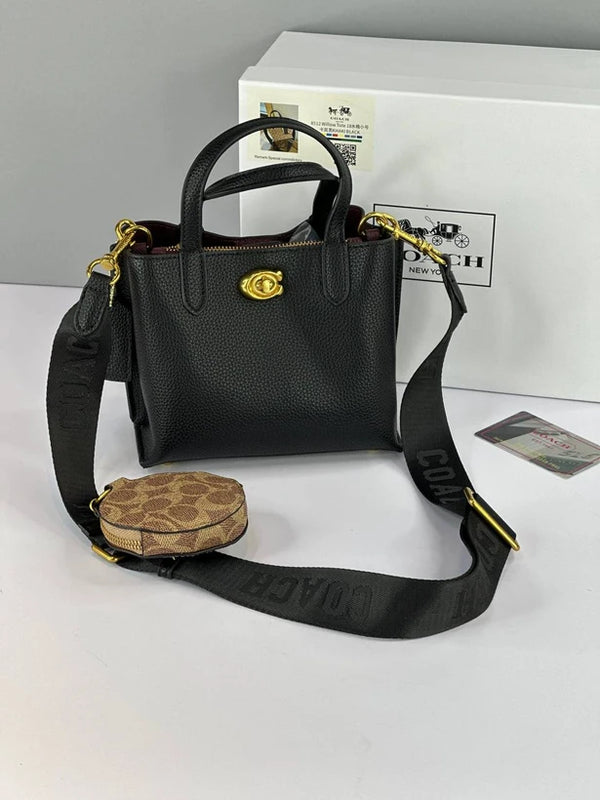 C-Inspired Willow Mini Tote Bag With Coin Pouch Including Box And Dust Bag (Black)