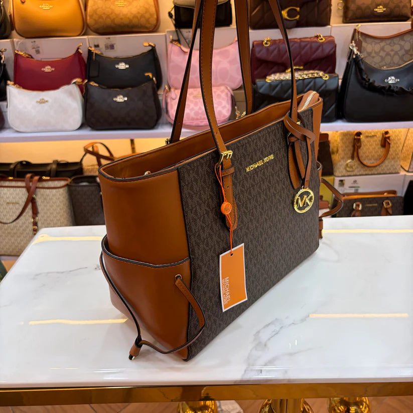 MK-inspired Voyager Premium Quality Tote Bag With Dust Bag (Coffee Brown)