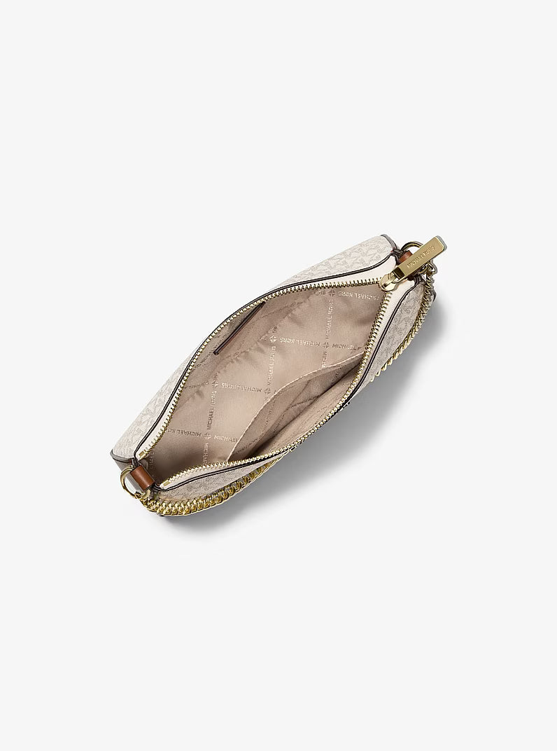 MK-Inspired Pvc Jet Set Signature Monogram Crossbody Bag With Chain Strap Shoulder Strap With Box Carry Bag & Dust Bag (Beige) Secondary image