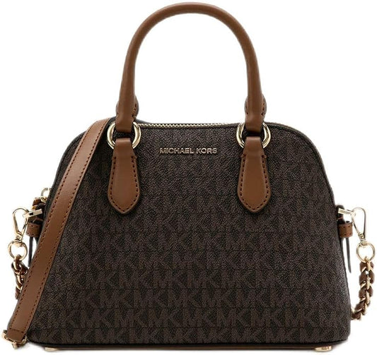Mk-inspired Veronica Medium Dome Logo Shoulder Bag With Box And Dust Bag (Coffee-Brown)