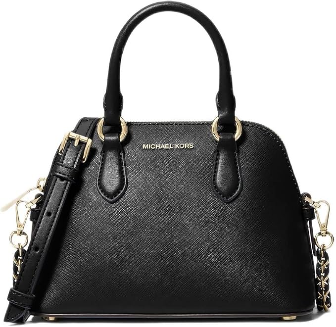 Michael Kors Veronica Medium Dome Logo Shoulder Bag With Box And Dust Bag (Black)