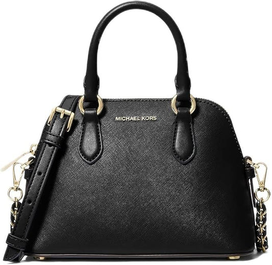 Michael Kors Veronica Medium Dome Logo Shoulder Bag With Box And Dust Bag (Black)
