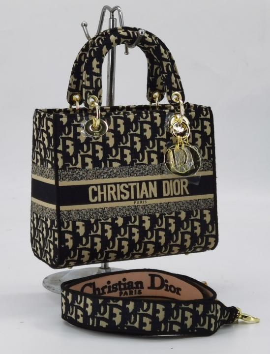 D-Inspired Lady Oblique With Box Dust bag And Carry Bag (Black)