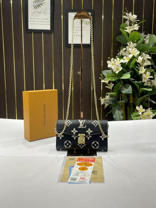 LV-Inspired Chain Sling Bag With Box (Black)
