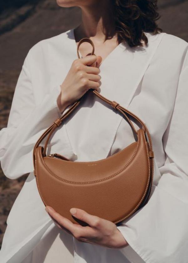 Polene Numero Inspired Dix Leather Shoulder Bag With Box And Dust Bag (Brown)