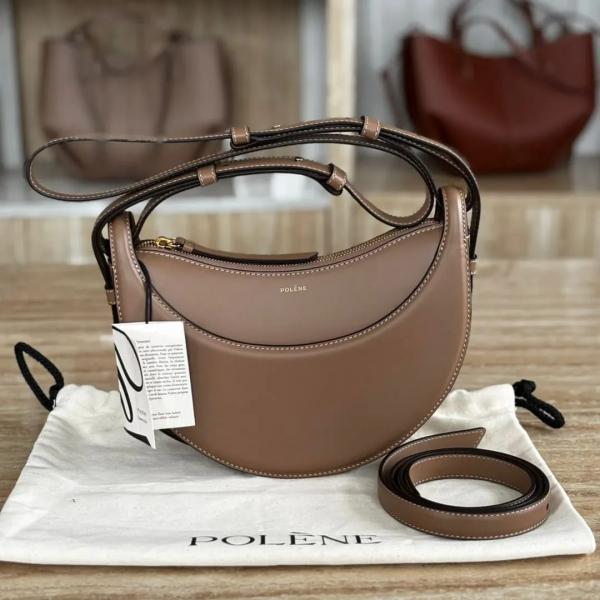 Polene Numero Inspired Dix Leather Shoulder Bag With Box And Dust Bag (Maroon)