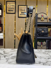 Chanel-inspired Quilted CC Chain Tote Bag With Dust Bag Black