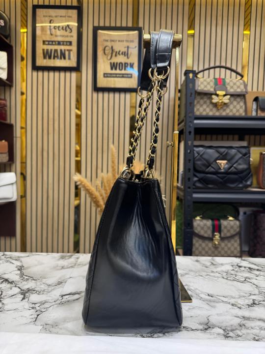 Chanel-inspired Quilted CC Chain Tote Bag With Dust Bag Black