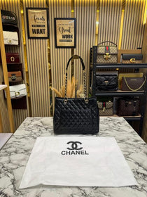 Chanel-inspired Quilted CC Chain Tote Bag With Dust Bag Black