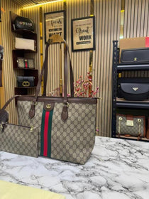 G-INSPIRED GG SUPREME WITH MATCHING WALLET AND DUST BAG_(BROWN)