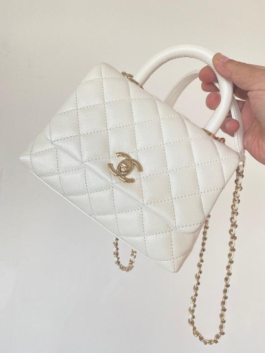 Chanel-Inspired Coco Top Handle Small Bag (White) Main image
