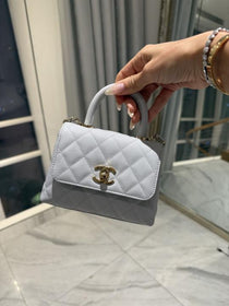 Chanel-Inspired Coco Top Handle Small Bag (White)