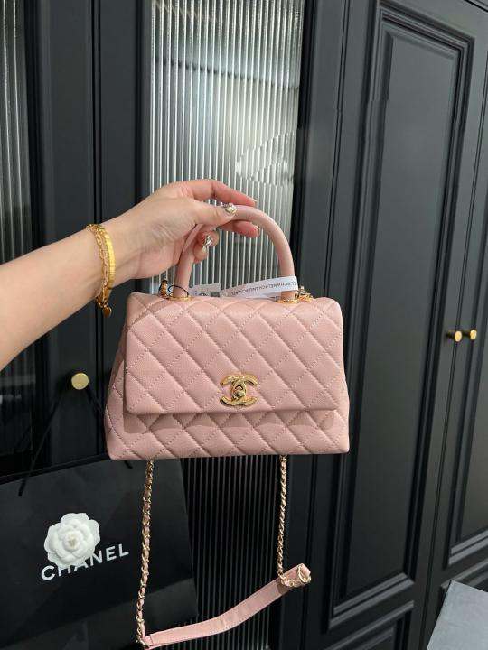 Chanel-Inspired Coco Top Handle Small Bag (Pink)