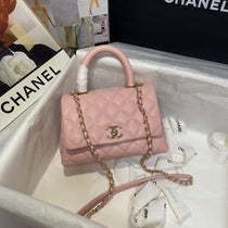 Chanel-Inspired Coco Top Handle Small Bag (Pink)