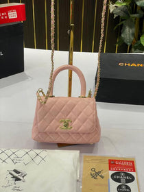 Chanel-Inspired Coco Top Handle Small Bag (Pink)