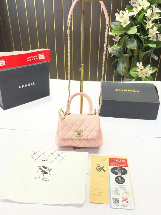 Chanel-Inspired Coco Top Handle Small Bag (Pink)