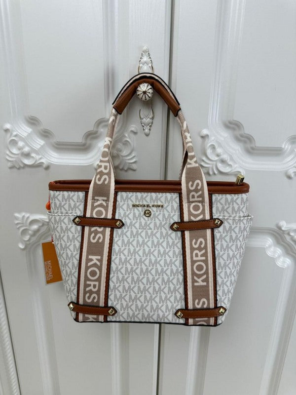 MK-Inspired Maeve Medium Size tote bag with dust bag (white-brown)