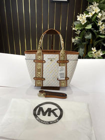 MK-Inspired Maeve Medium Size tote bag with dust bag (white-brown)