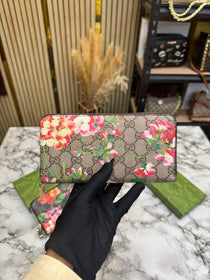 G-inspired Floral Monogram Zip Around Long Wallet With Box (Brown)