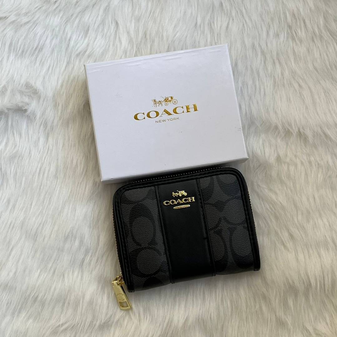 C-Inspired Chelsea Stripe Zip Wallet Premium Quality With Box (Black)