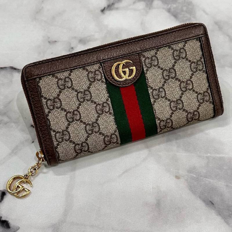 G-Inspired Heritage GG Stripe Zip Wallet With Box (Brown)