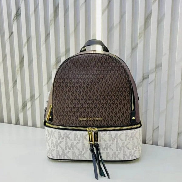 MK-Inspired Rhea backpack double zipper with Dust Bag (Coffee black) Main image
