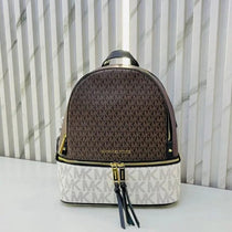 MK-Inspired Rhea backpack double zipper with Dust Bag (Coffee black)