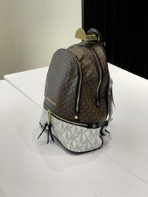 MK-Inspired Rhea backpack double zipper with Dust Bag (Coffee black)