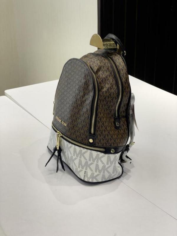 MK-Inspired Rhea backpack double zipper with Dust Bag (Coffee black)