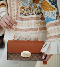 C-Inspired Eliza Flap Crossbody Bag (Brown)