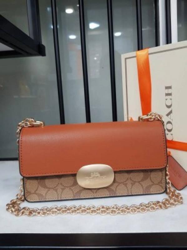 C-Inspired Eliza Flap Crossbody Bag (Brown)