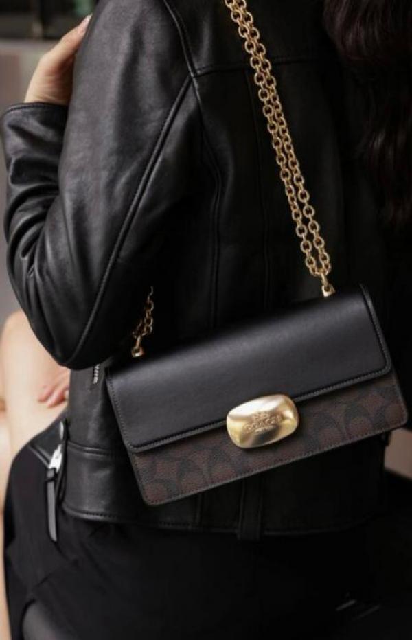 C-Inspired Eliza Flap Crossbody Bag (Black)
