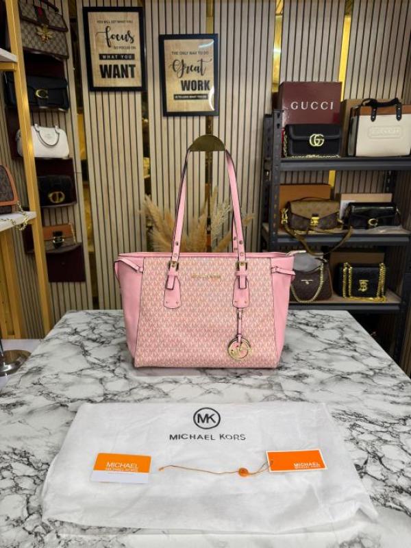 MK-inspired Voyager Premium Quality Tote Bag With Dust Bag (Pink) Main image