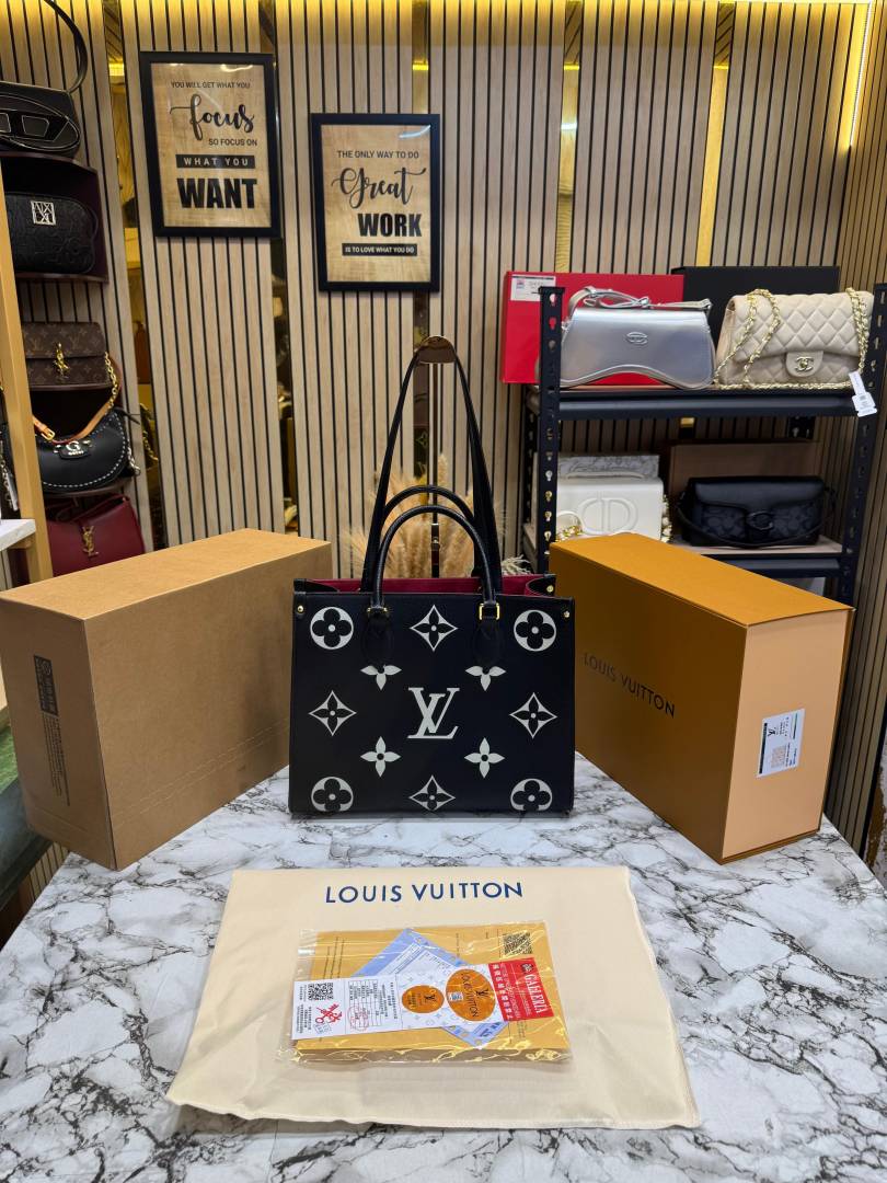 LV-Inspired On The Go PM Bi-colour With Double Box And Dust Bag (Black)
