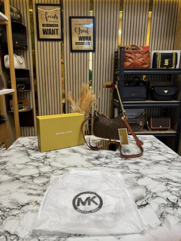 MK-inspired Charm Sling Bag With Box And Dust Bag (Brown)