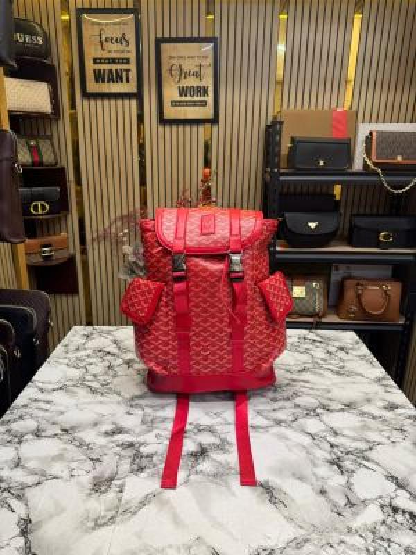 Goyard Inspired Alpin Backpack In Ian Pattern Premium Quality (Red)