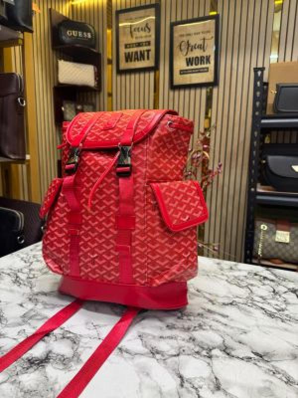 Goyard Inspired Alpin Backpack In Ian Pattern Premium Quality (Red) Secondary image