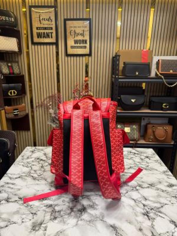 Goyard Inspired Alpin Backpack In Ian Pattern Premium Quality (Red)