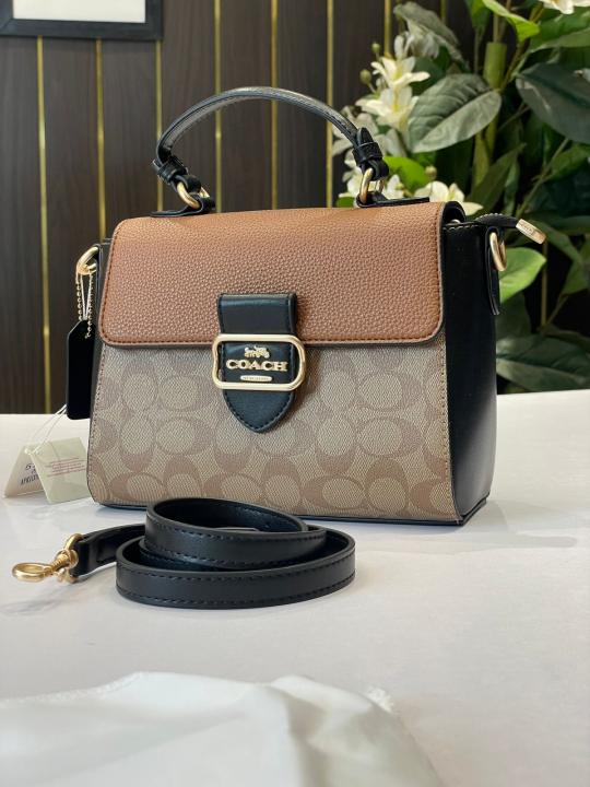 C-Inspired Morgan Top Handle Bag With Box (Brown)