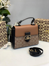 C-Inspired Morgan Top Handle Bag With Box (Brown)