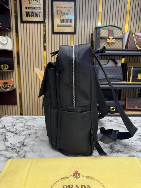 P-Inspired New Saffiano Re-Nylon Unisex Backpack With Dust Bag (Black)