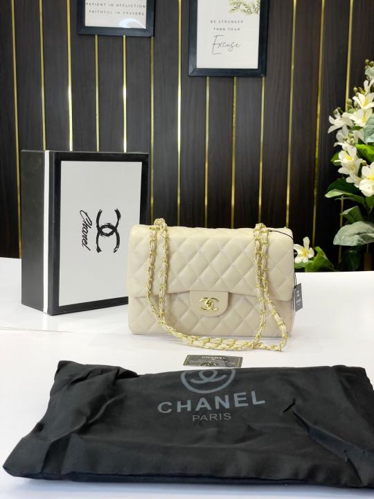 Chanel-Inspired Jumbo shoulder Bag (Apricot)